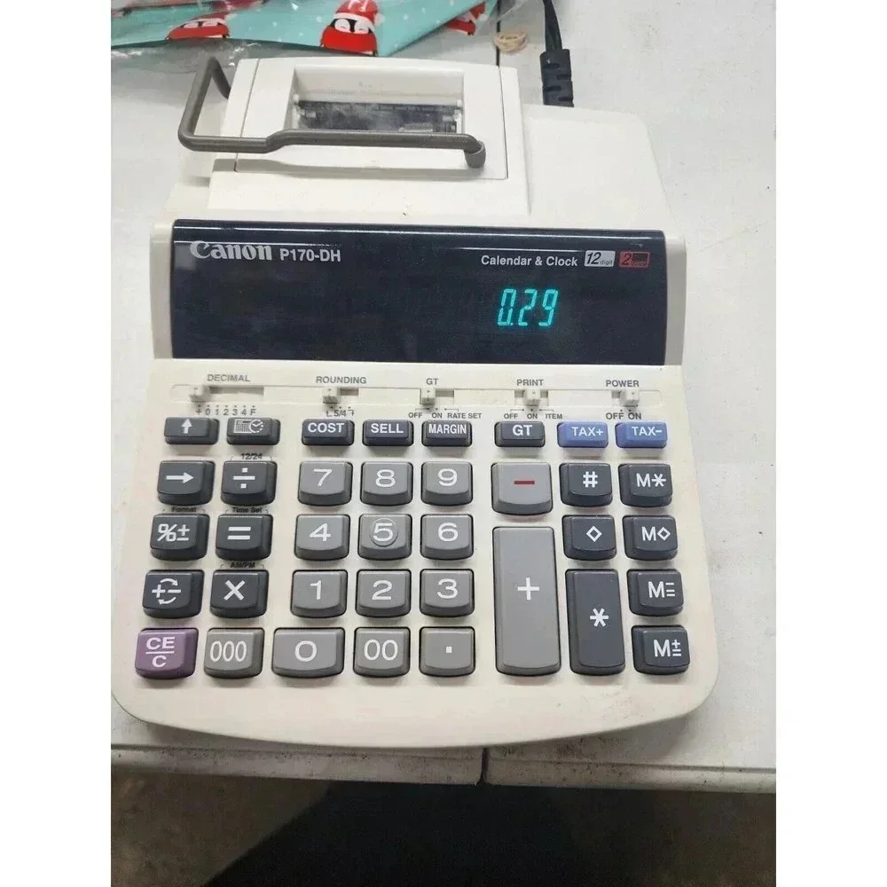 Canon P170-DH Desktop Electronic Printer 12 Digit Calculator Clock & Calendar